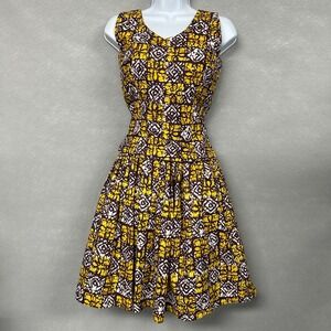 Handmade 2 Piece Top & Skirt Women's XS Ugandan African Sleeveless Geometric